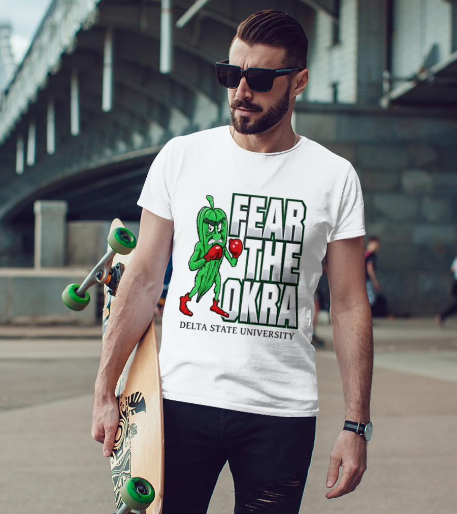 Fear The Okra Delta State University Boxing Okra T-Shirt