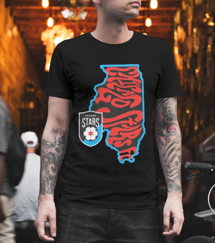Chicago Stars FC Groovy Team State Illinois Map T-Shirt
