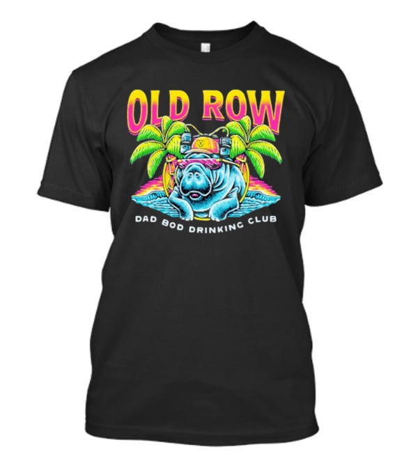 Old Row Dad Bod Drinking Club Manatee Tropical Palm Tree T-Shirt