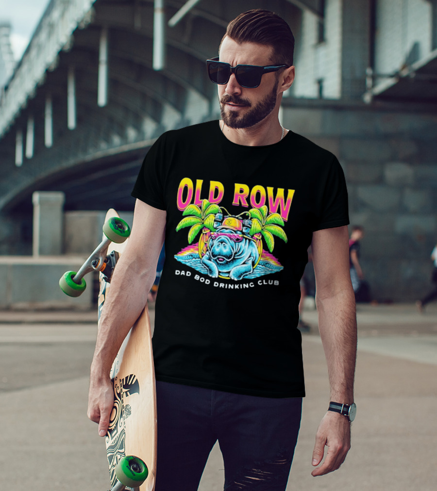 Old Row Dad Bod Drinking Club Manatee Tropical Palm Tree T-Shirt