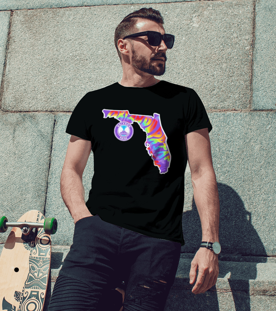 Orlando Pride Groovy Rainbow Florida Map T-Shirt