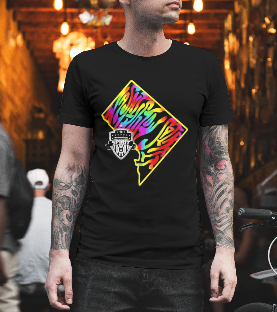 Washington Spirit Groovy Pride Rainbow State Map T-Shirt