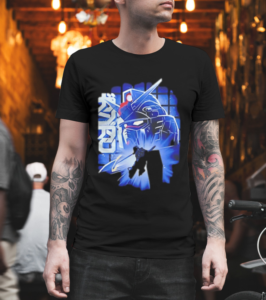 RX 78 2 Mobile Suit Gundam Fighter Neon Blue T-Shirt