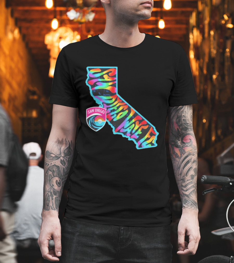San Diego Wave FC Groovy Pride California Map T-Shirt
