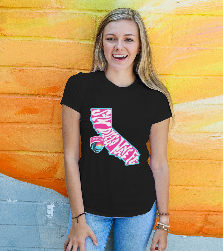 San Diego Wave FC Groovy California Pink State T-Shirt