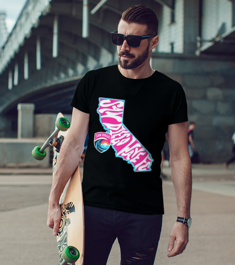 San Diego Wave FC Groovy California Pink State T-Shirt