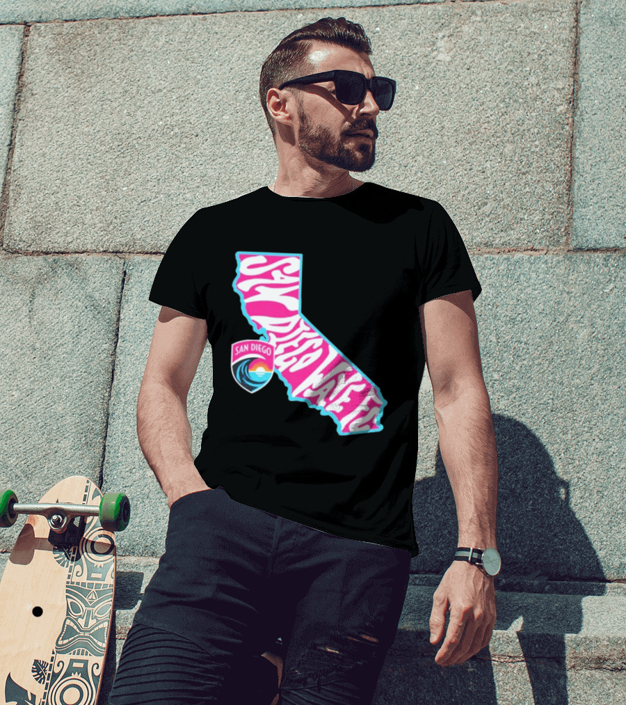 San Diego Wave FC Groovy California Pink State T-Shirt