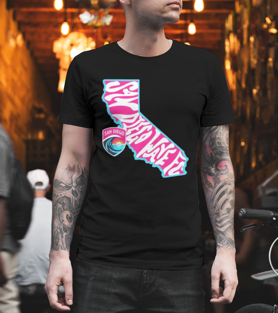 San Diego Wave FC Groovy California Pink State T-Shirt