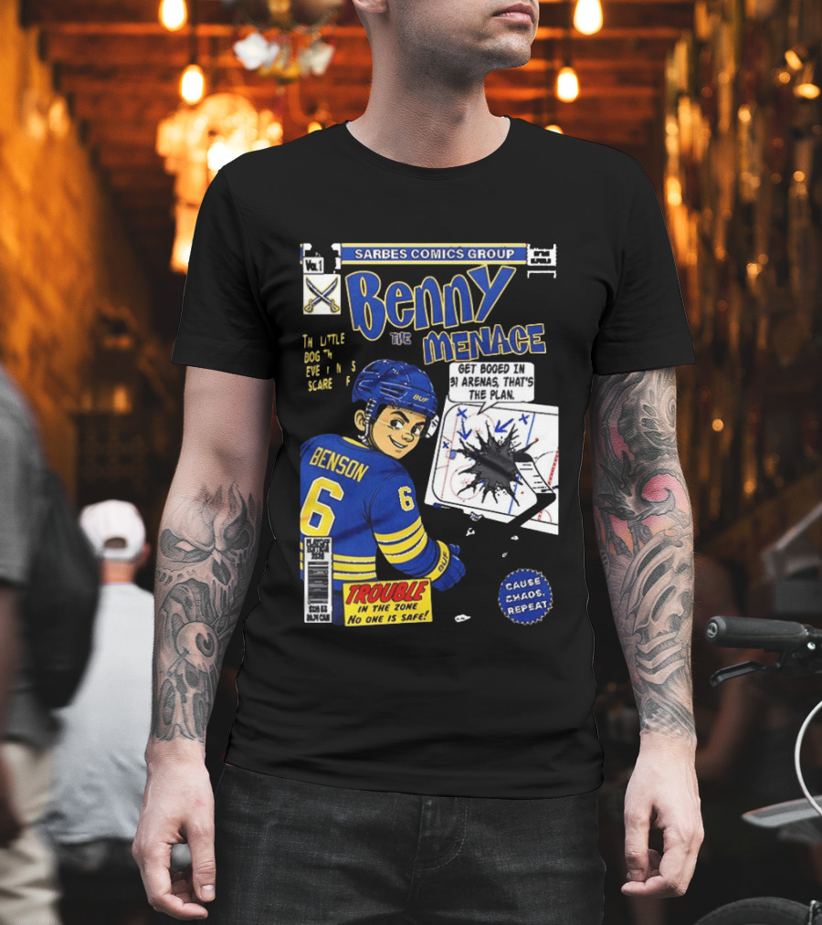 Sarbes Comics Benny The Menace Zach Benson Trouble Buffalo Sabres Hockey T-Shirt