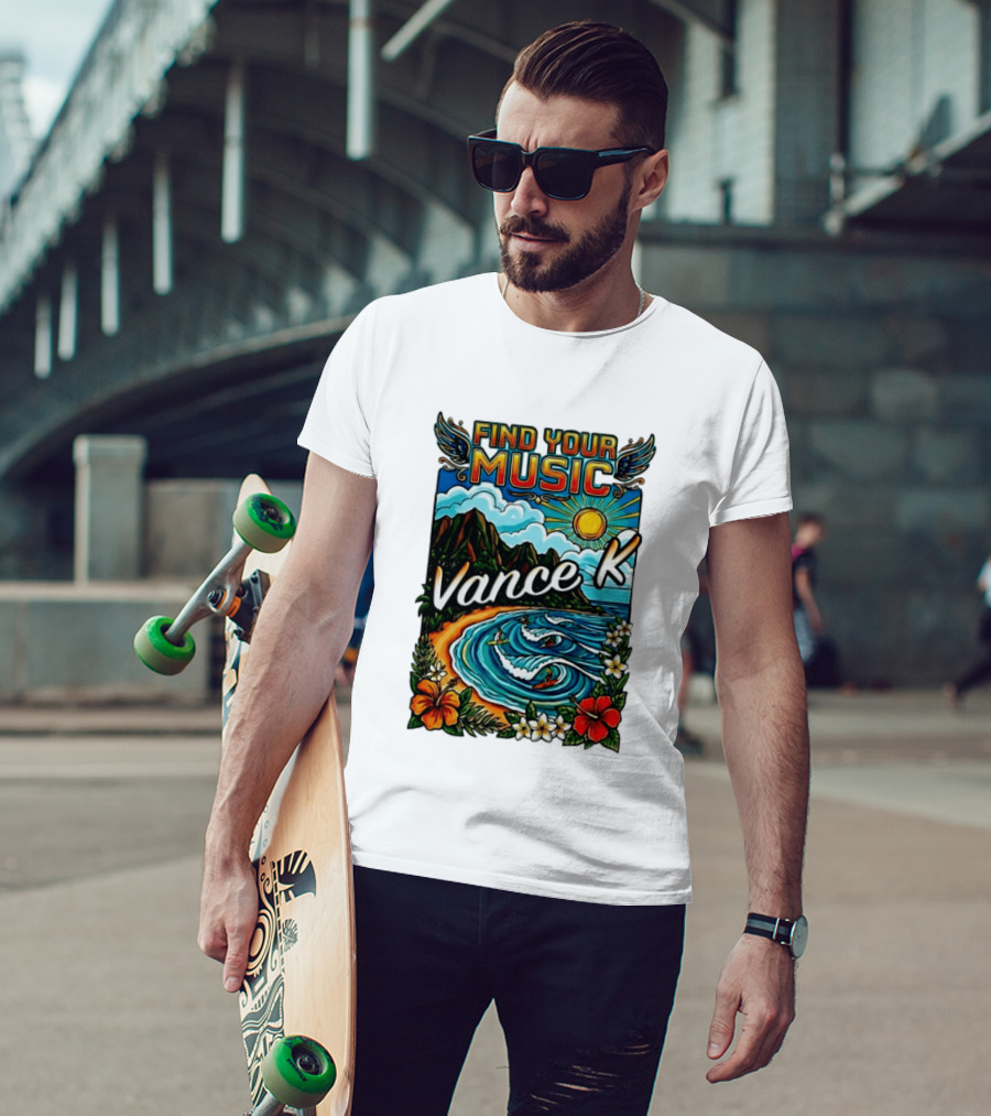 Find Your Music Vance K Tropical Surfing Paradise T-Shirt