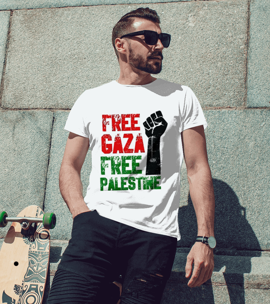 Free Gaza Free Palestine Raised Fist T-Shirt