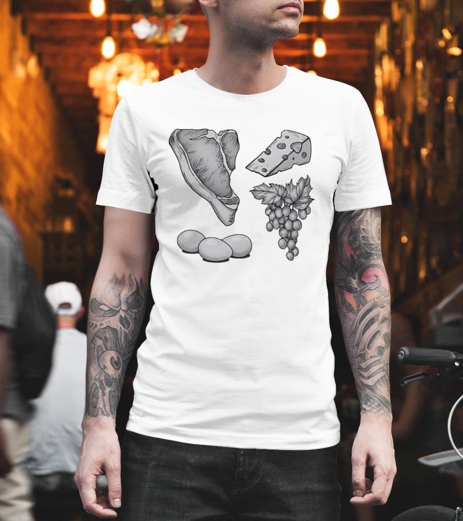 Steak Cheese Eggs Grape Juice Food T-Shirt