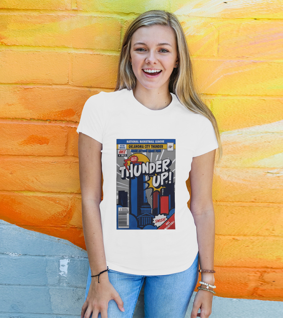National Basketball League Oklahoma City Thunder Up Comic Swish They're Back OKC Basketball T-Shirt