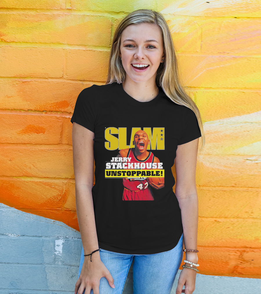 Jerry Stackhouse SLAM Unstoppable Detroit Pistons 42 Hardwood Classics Basketball T-Shirt