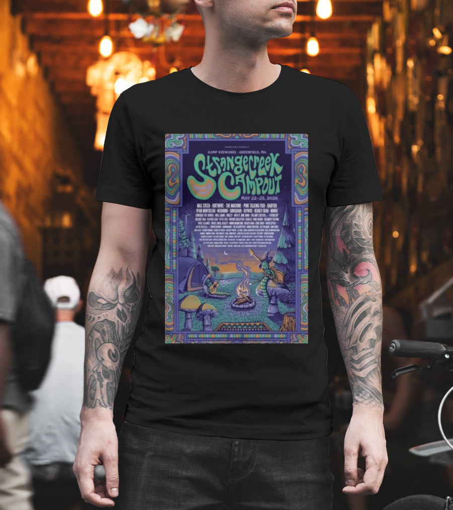 StrangeCreek Campout Greenfield May 22 25 2026 Camp KeeWanee Max Creek Pink Talking Fish Festival T-Shirt