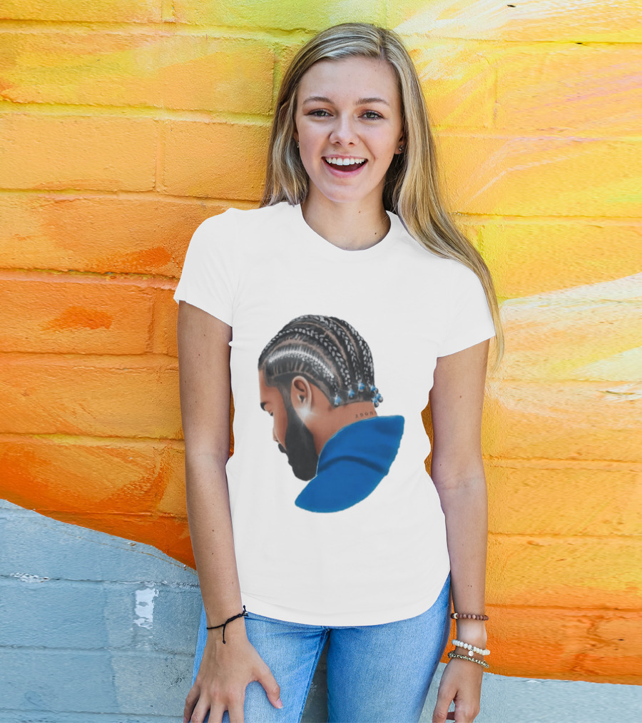Drake Cornrow Braid Hairstyle Blue Sparkle T-Shirt