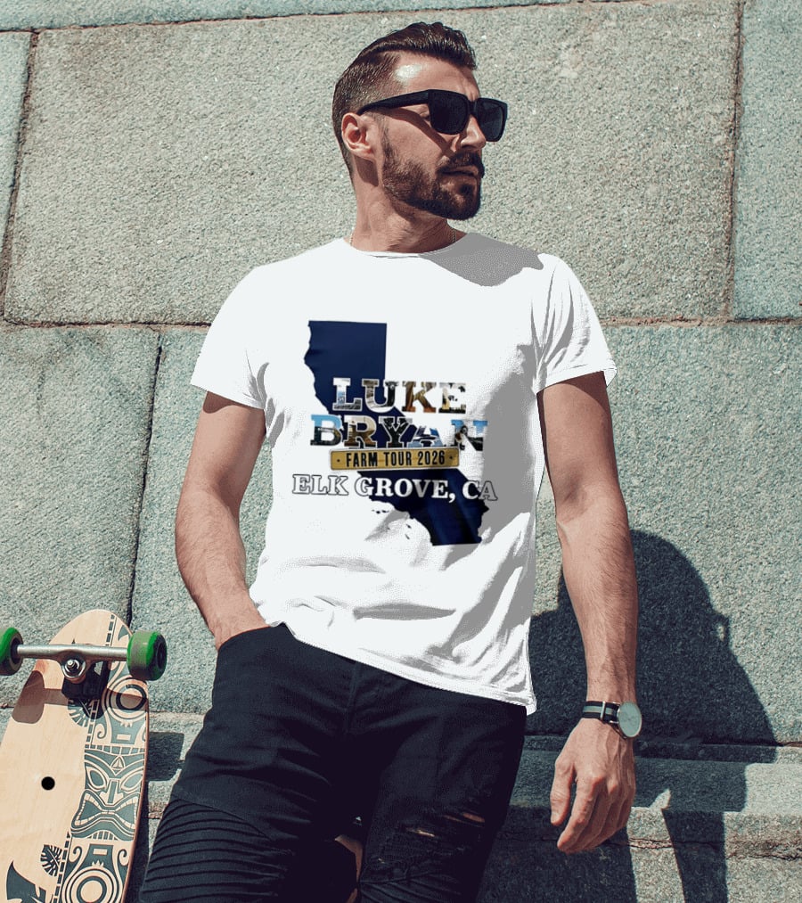 Luke Bryan Farm Tour 2026 Elk Grove CA California Map T-Shirt