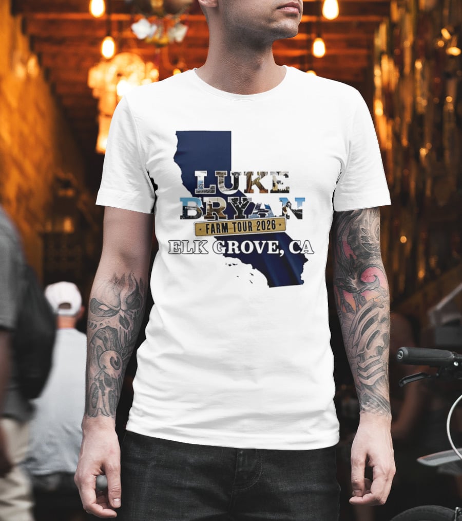 Luke Bryan Farm Tour 2026 Elk Grove CA California Map T-Shirt