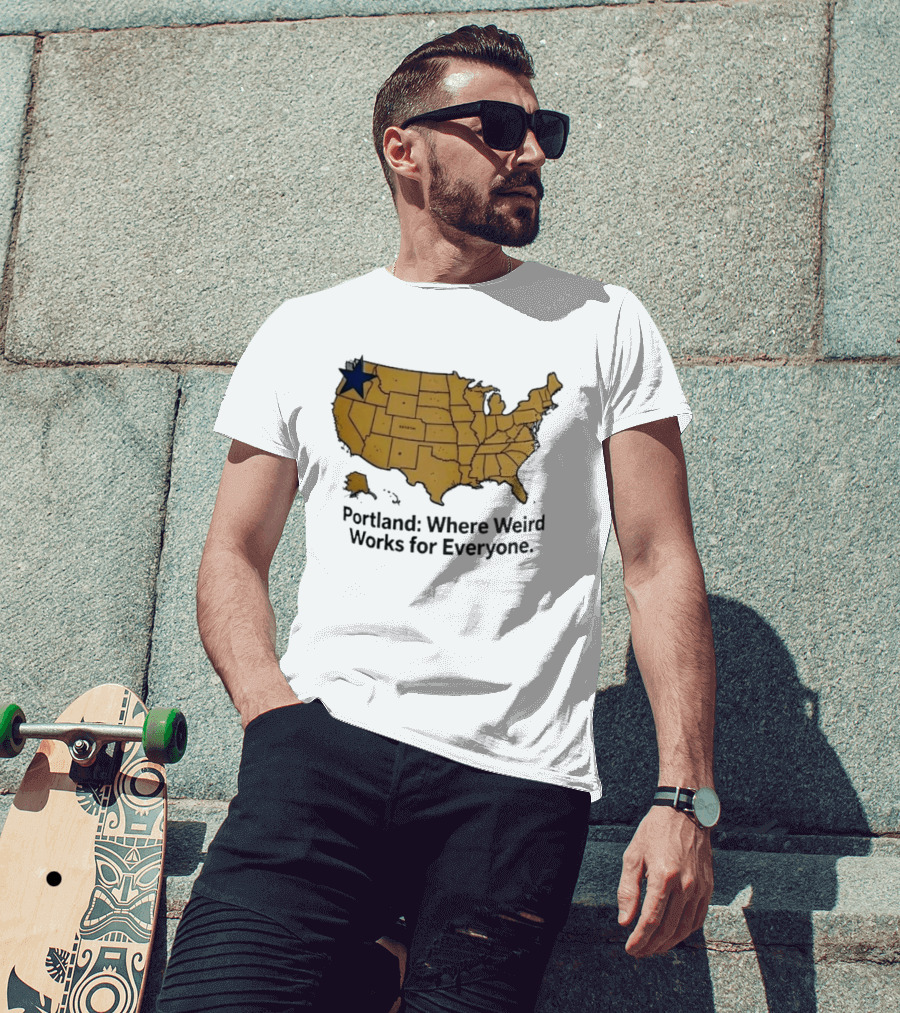 Portland Where Weird Works For Everyone USA Map With Star T-Shirt