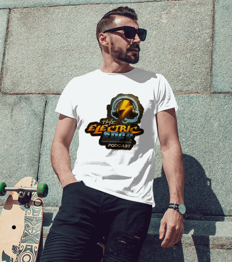The Electric Edge Podcast Headphone Lightning Bolt T-Shirt