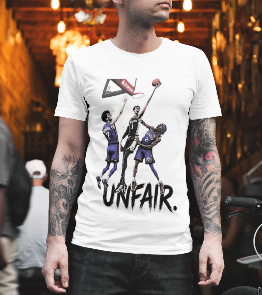 Unfair Victor Wembanyama San Antonio Spurs Chet Holmgren Shai Gilgeous Alexander Basketball Jump Contest T-Shirt