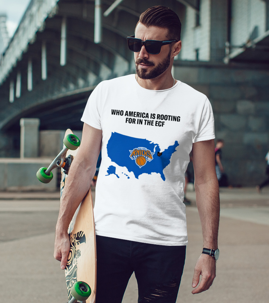 Who America Is Rooting For In The ECF Knicks USA Map Basketball T-Shirt