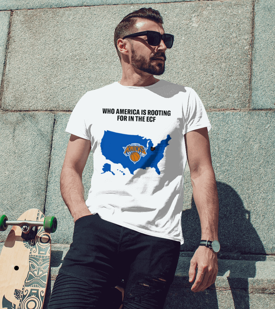 Who America Is Rooting For In The ECF Knicks USA Map Basketball T-Shirt
