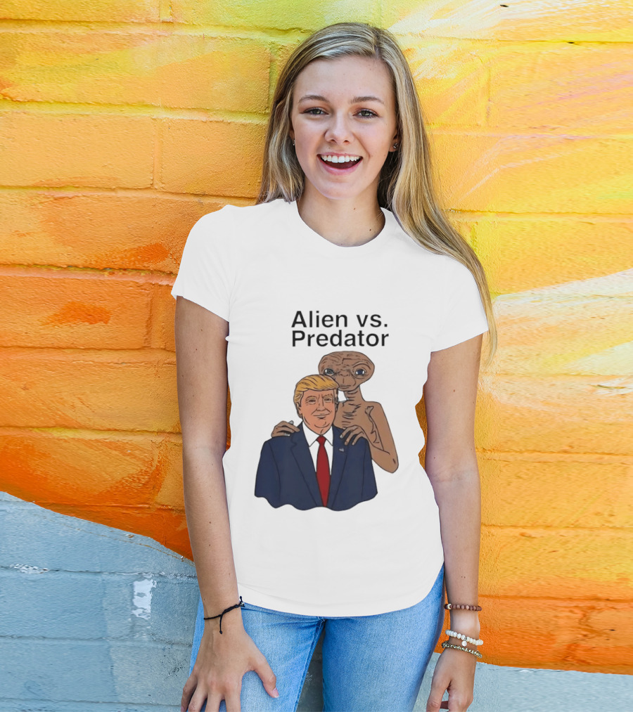Alien Vs Predator Donald Trump ET Parody Fashion T-Shirt