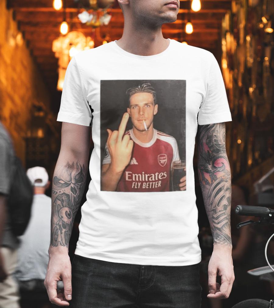 Emirates Fly Better Arsenal Middle Finger Smoking Soccer Player T-Shirt