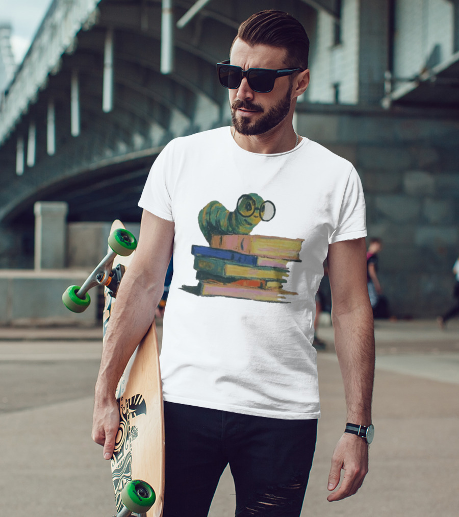 Literary Bookworm Glasses Stack Books T-Shirt