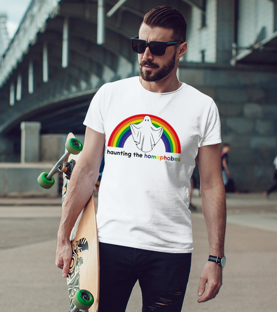 Haunting The Homephobes Rainbow Ghost Pride T-Shirt