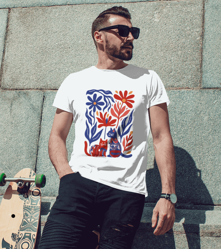 Subtle F Trump Cat Lover USA 250th Still Resisting Floral Cats T-Shirt
