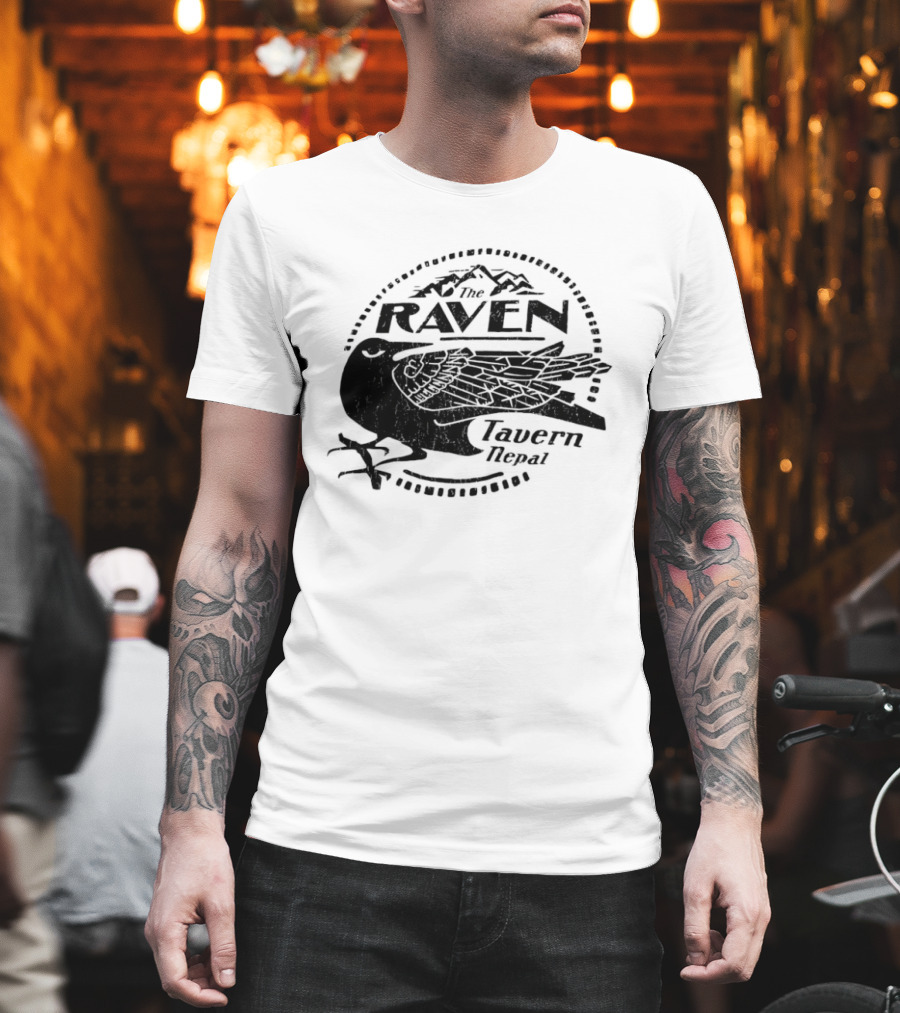 Raven Tavern Nepal Bird With Mountains T-Shirt