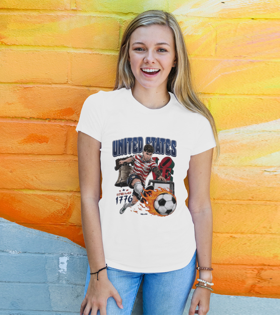 United States Love Park Philadelphia Soccer Player Liberty Bell 1776 T-Shirt
