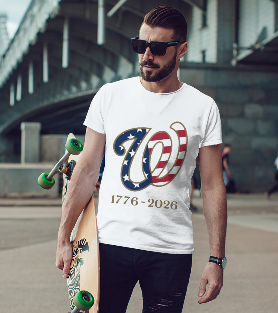 Washington Nationals America 250 Flag W 1776 2026 Stars And Stripes Anniversary T-Shirt
