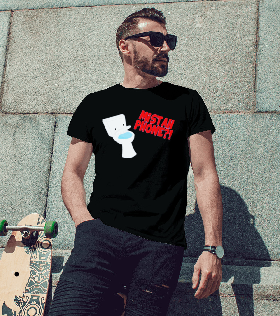 Mistah Phone Toilet Pun Illustration Humor T-Shirt