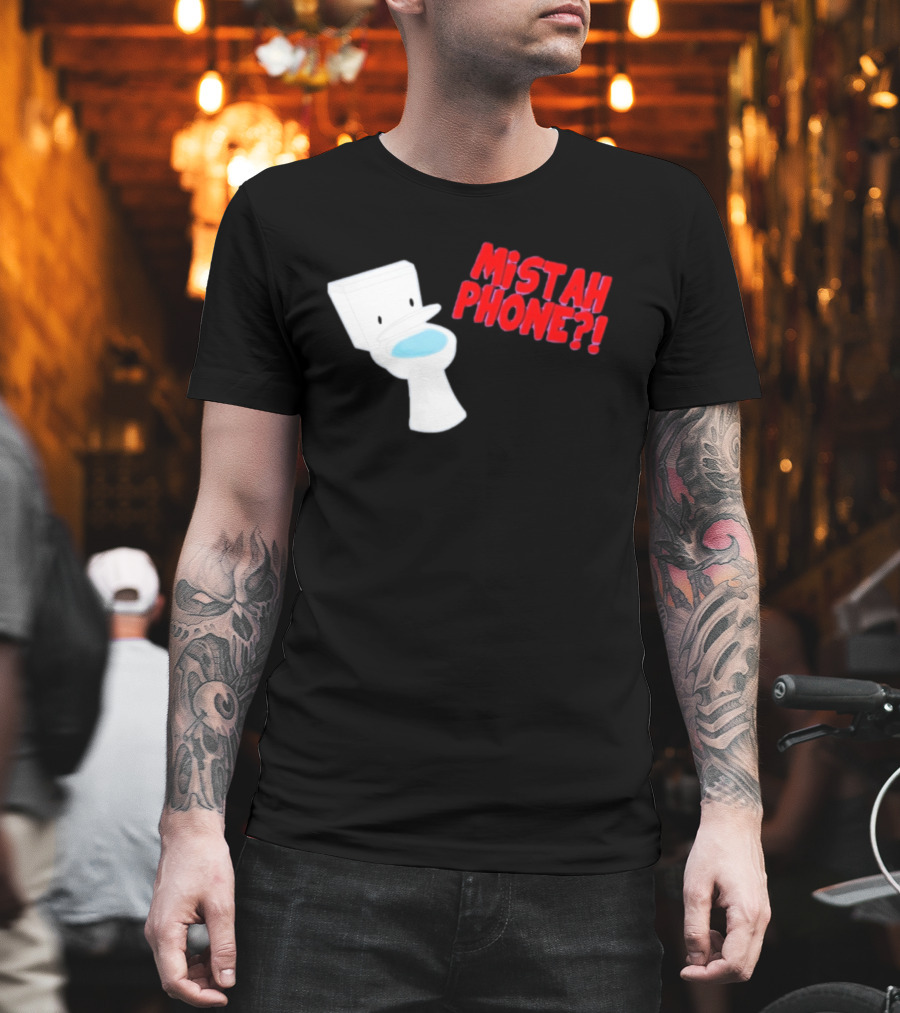 Mistah Phone Toilet Pun Illustration Humor T-Shirt