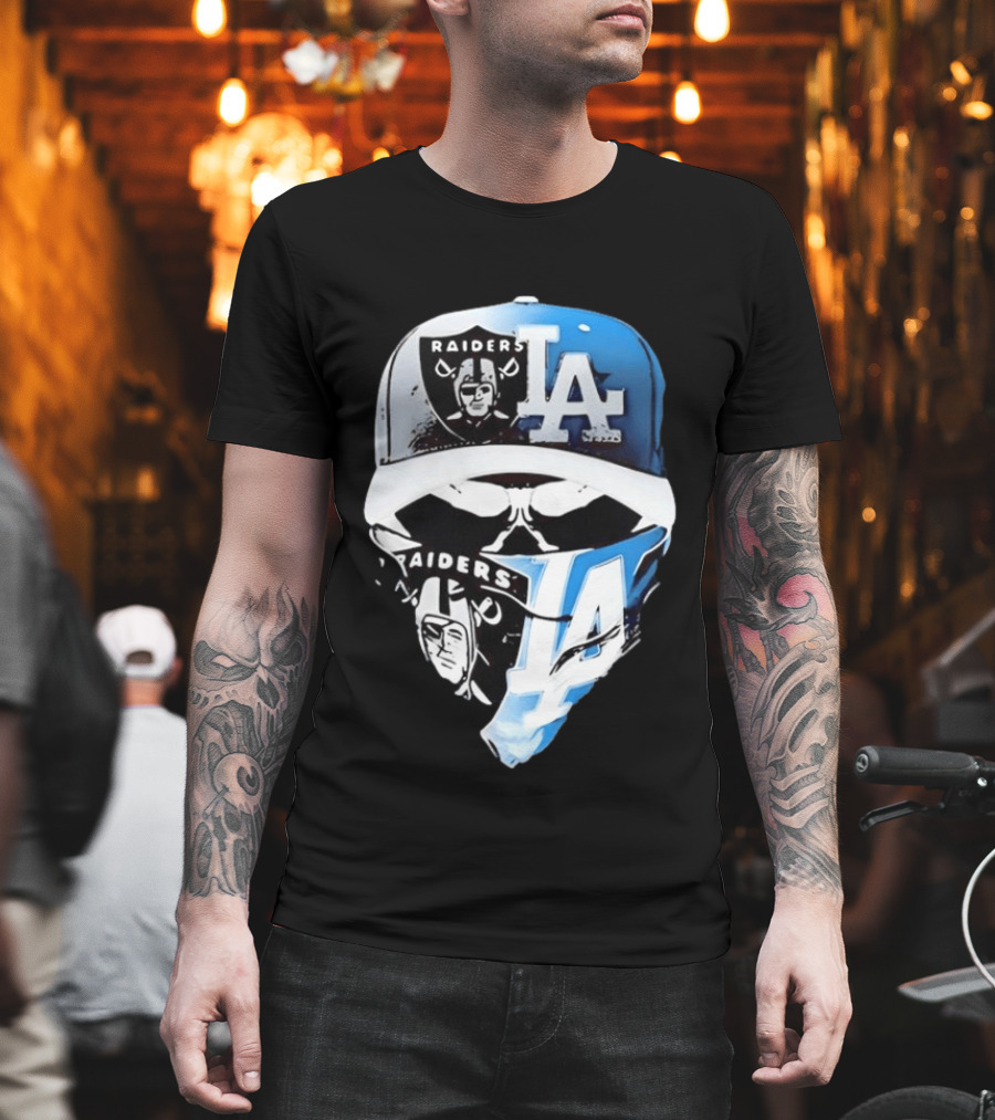 Las Vegas Raiders Los Angeles Dodgers Split Raiders LA T-Shirt