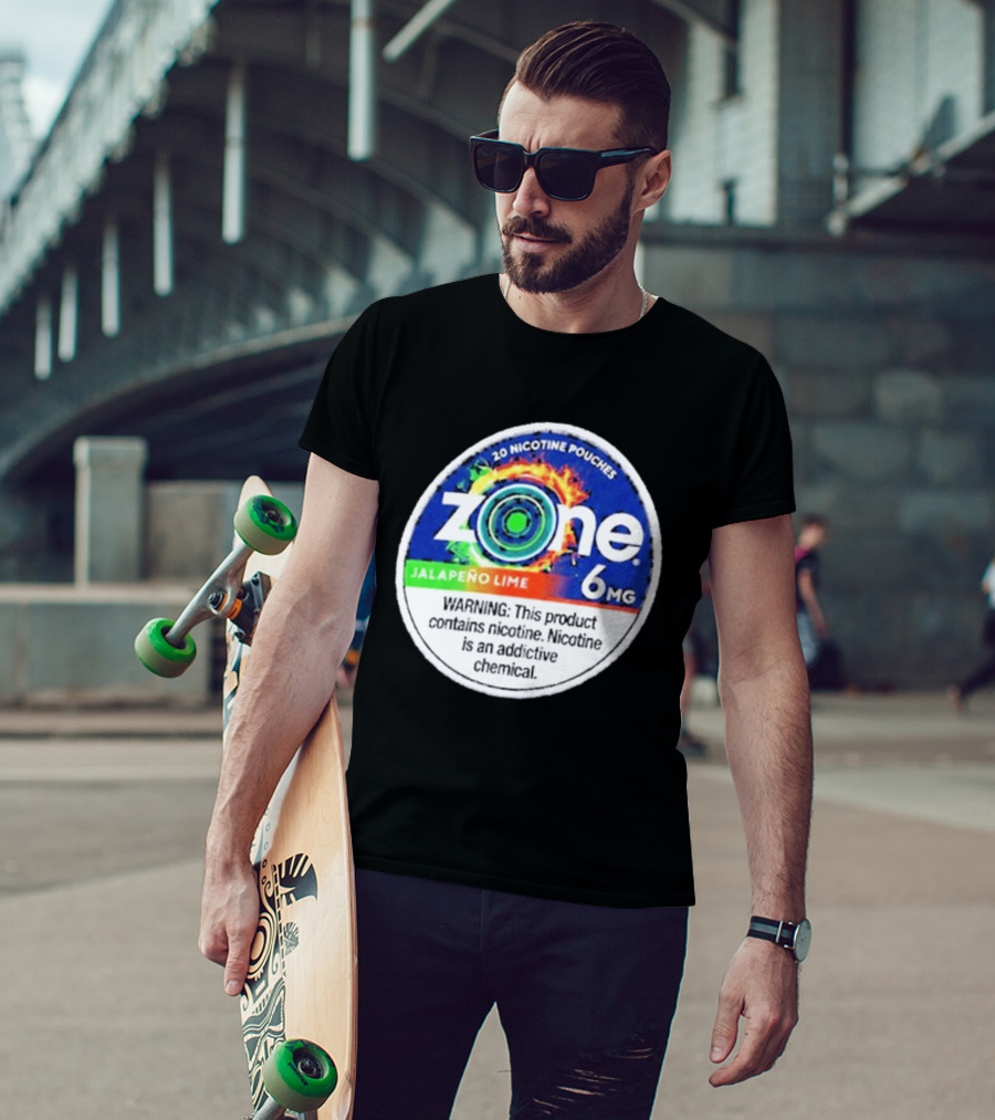 Zone 6 Nicotine Pouches Jalapeño Lime 6Mg Warning Contains Addictive Chemical T-Shirt