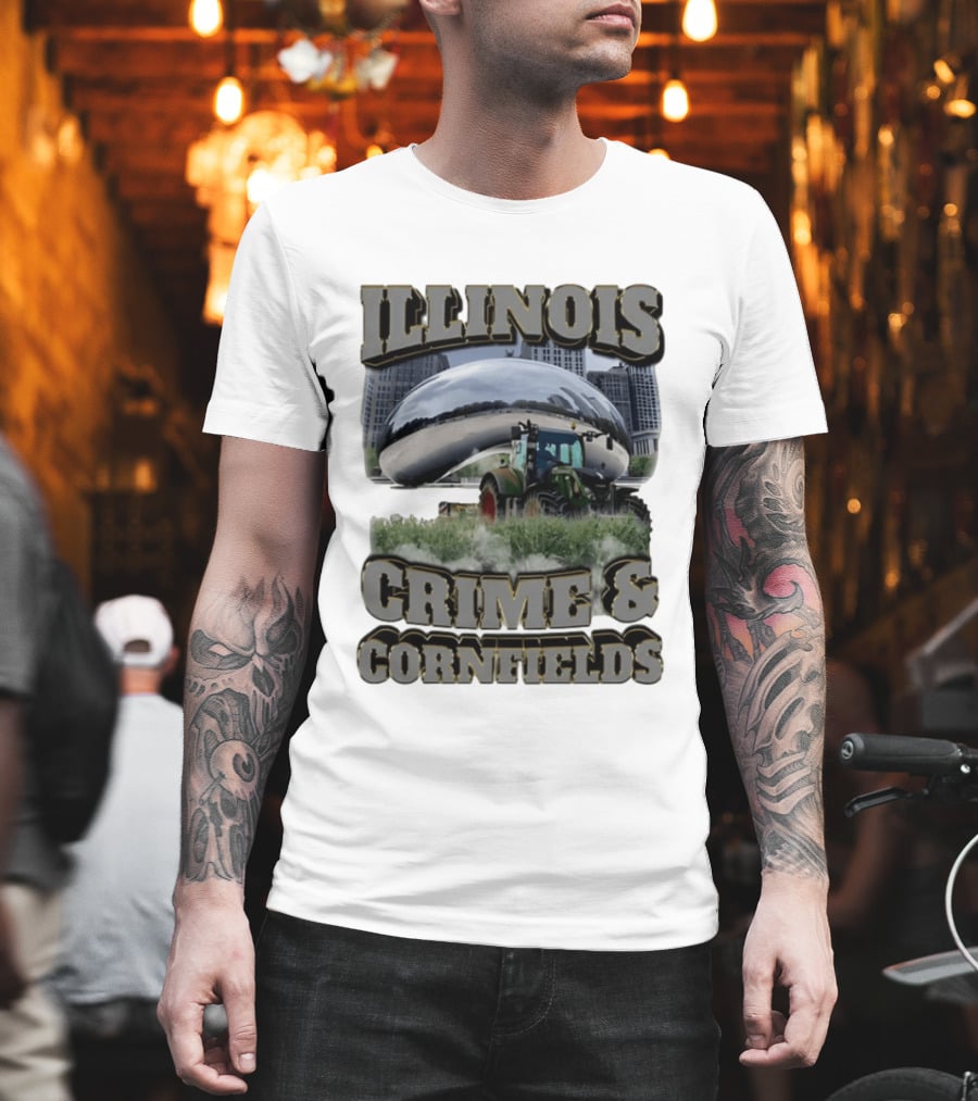 Illinois Crime & Cornfields Cloud Gate Tractor Scenery T-Shirt
