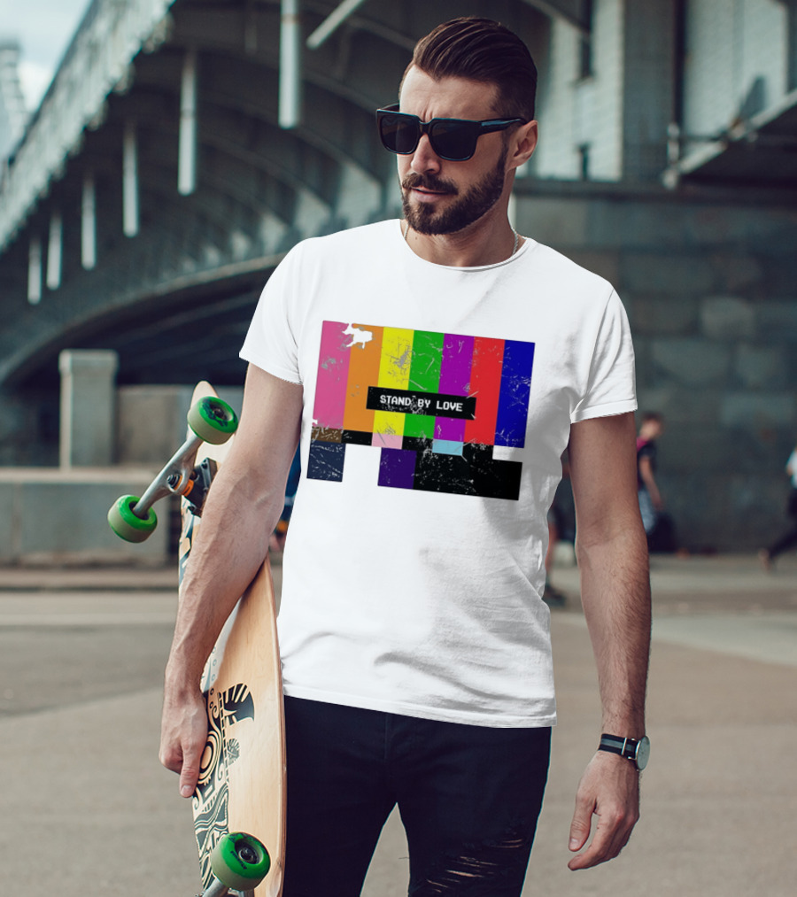 Stand By Love Retro TV Rainbow Pride Multicolor Lines T-Shirt