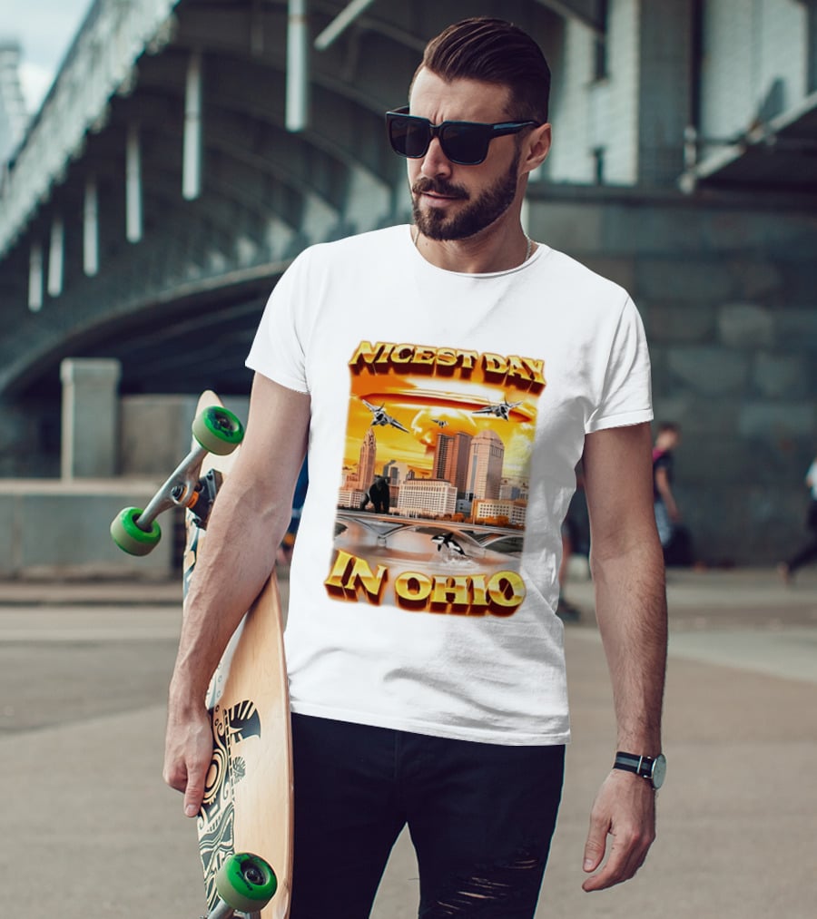 Nicest Day In Ohio Cityscape With Jets And Wildlife T-Shirt