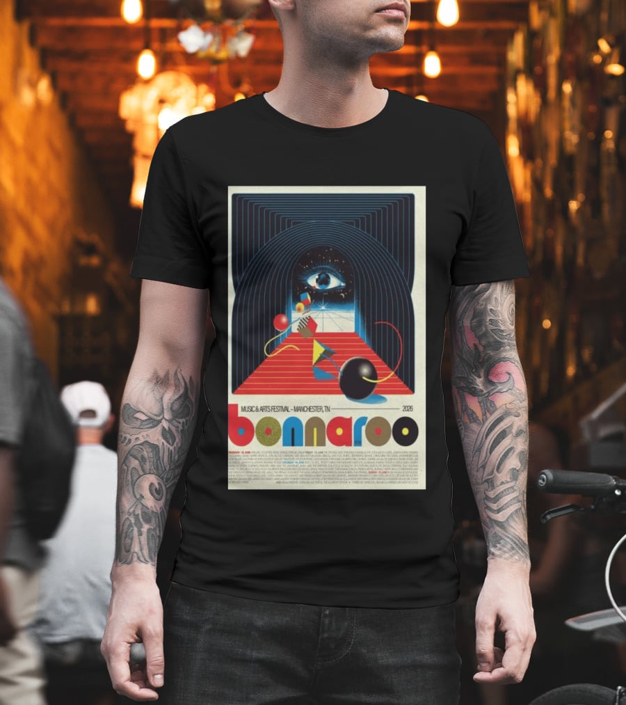 Bonnaroo Music & Arts Festival 2026 Manchester TN June 11 14 Retro Eye T-Shirt