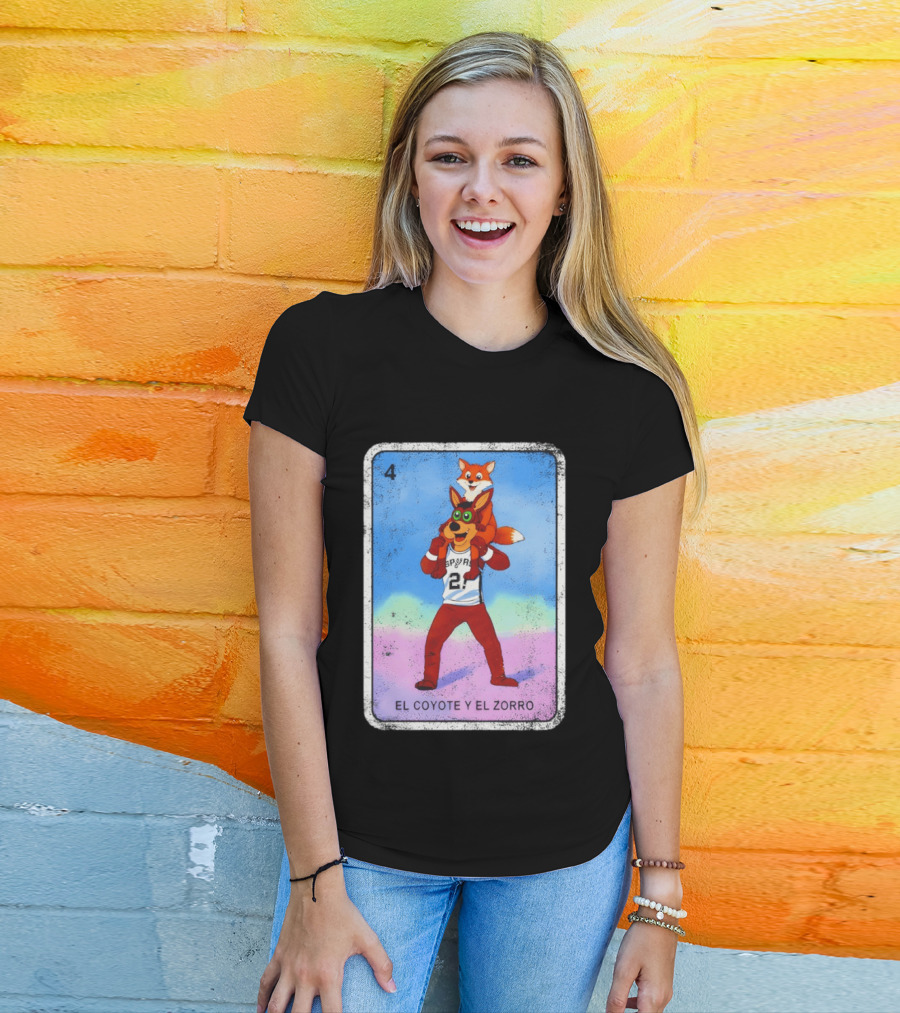 San Antonio Spurs Coyote El Zorro Lotería Card Number 4 T-Shirt