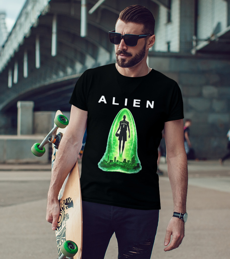 San Antonio Spurs Alien Abduction Victor Wembanyama Basketball Skyline T-Shirt