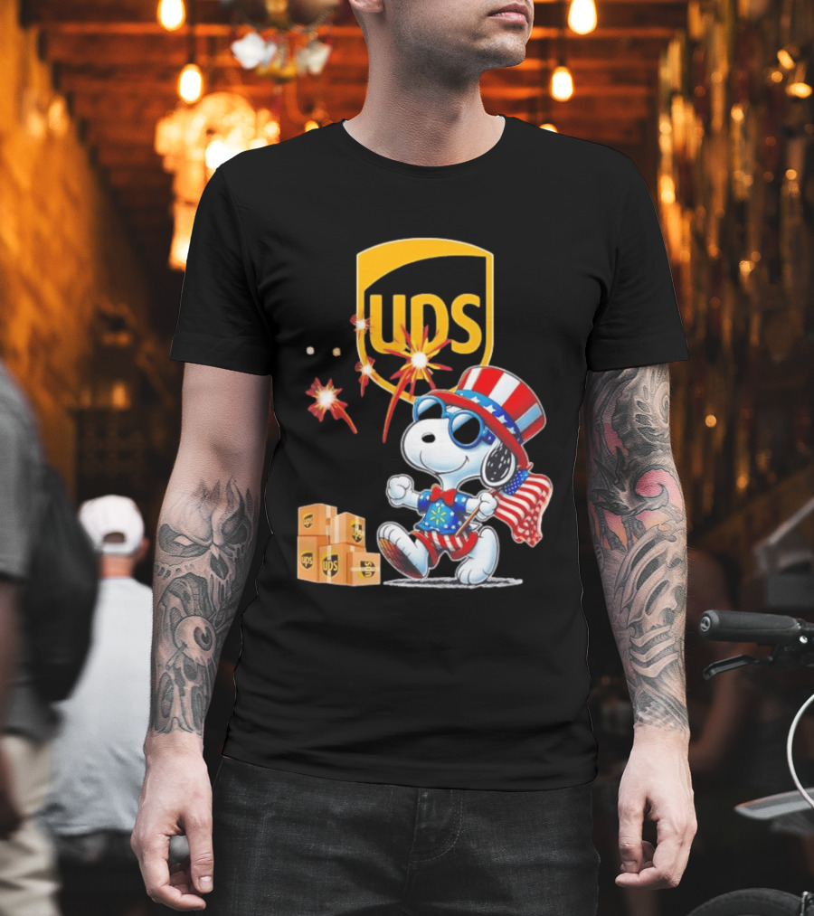Patriotic Snoopy Independence Day UPS Packages American Flag Celebration T-Shirt