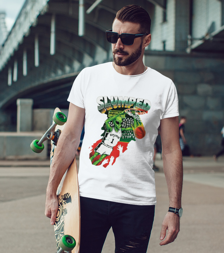 Slumped Alien Basketball Dunk Spurs Number 1 Visitors San Antonio 100 T-Shirt