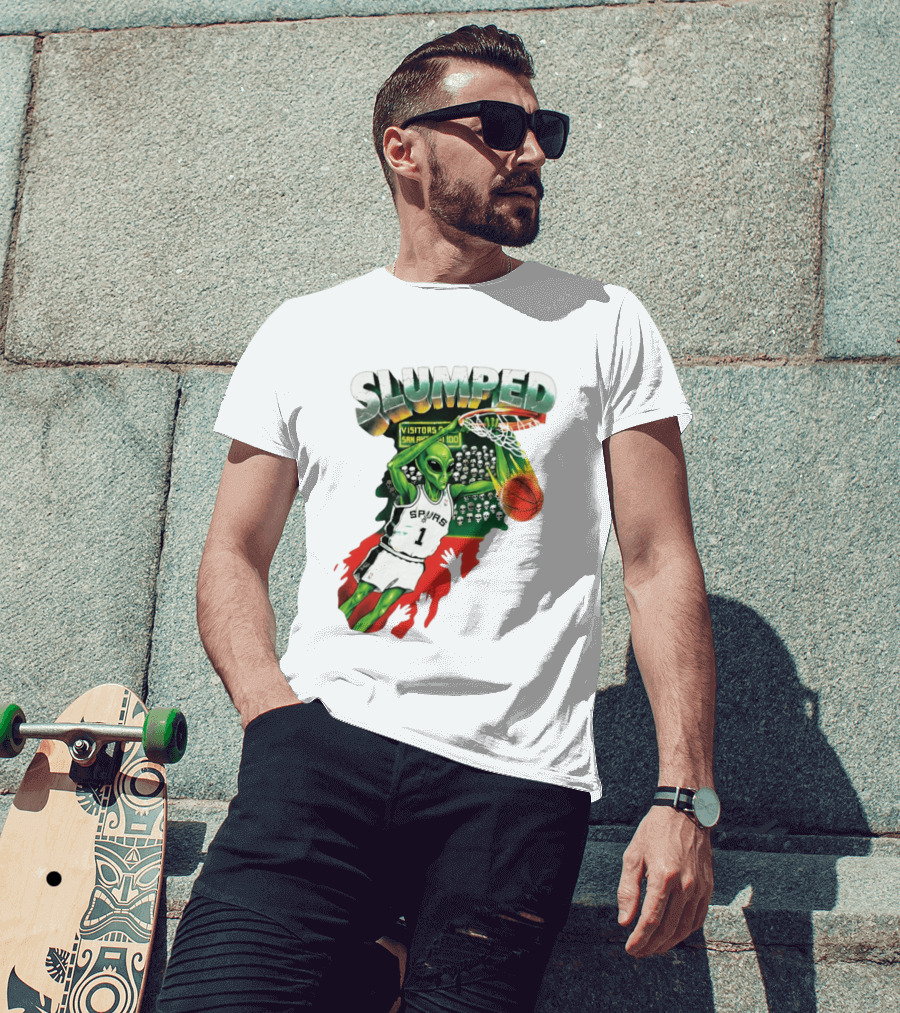 Slumped Alien Basketball Dunk Spurs Number 1 Visitors San Antonio 100 T-Shirt