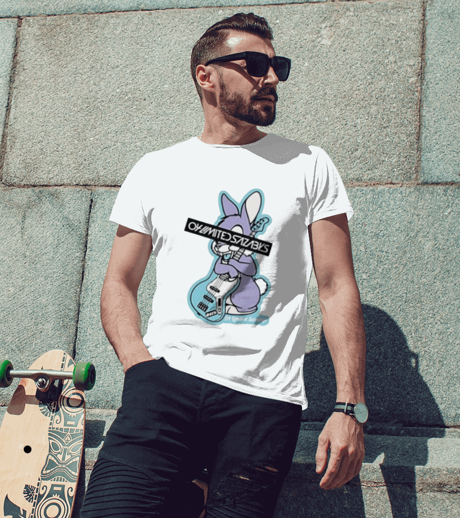 Bunny Playing Electric Bass Guitar Oy Limited Sazabys T-Shirt