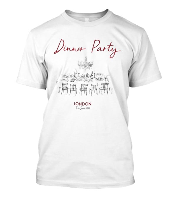 Dinner Party London 3rd June 2026 Chandelier Table Wine Event T-Shirt